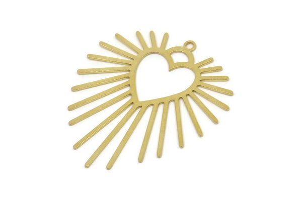 Brass Heart Charm, Raw Brass Heart Charms With 1 Loop, Earring Charms, Sunlight Jewelry, Findings (35x31x0.60mm) SMP2521
