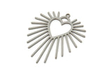 Steel Heart Charm, Stainless Steel Heart Charms With 1 Loop, Earring Charms, Sunlight Jewelry, Findings (35x31x0.80mm) SMP2521