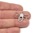 Steel Bee Charm, Stainless Steel Bee Charms With 1 Loop, Bee Findings (25x30x0.80mm) SMP2522