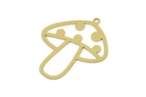 Brass Mushroom Charm, Raw Brass Mushroom Charm With 1 Loop, Earring Charm, Findings (30x25.5x0.60mm) SMP2527