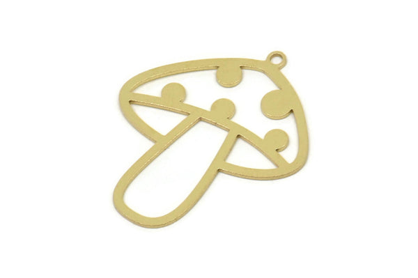 Brass Mushroom Charm, Raw Brass Mushroom Charm With 1 Loop, Earring Charm, Findings (30x25.5x0.60mm) SMP2527