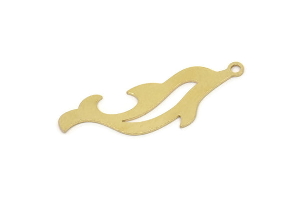 Brass Dolphin Charm, Raw Brass Dolphin Shaped Charms With 1 Loop, Earring Charm, Findings (30x10x0.60mm) SMP2529