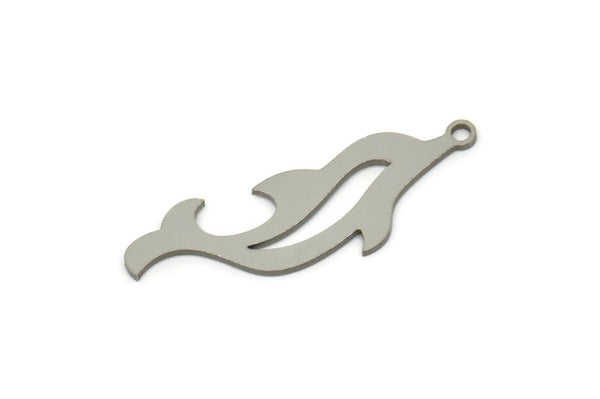 Steel Dolphin Charm, Stainless Steel Dolphin Shaped Charms With 1 Loop, Earring Charm, Findings (30x10x0.80mm) SMP2529