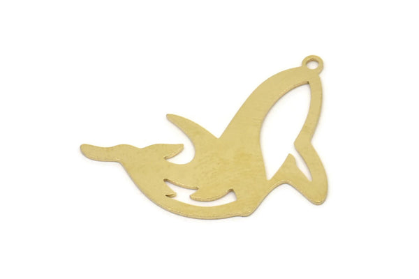 Brass Shark Charm, Raw Brass Shark Shaped Charms With 1 Loop, Ocean Jewelry, Earring Charm, Fish Findings (27x18x0.60mm) SMP2532