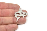 Steel Shark Charm, Stainless Steel Shark Shaped Charms With 1 Loop, Ocean Jewelry, Earring Charm, Fish Findings (39x30x0.80mm) SMP2533