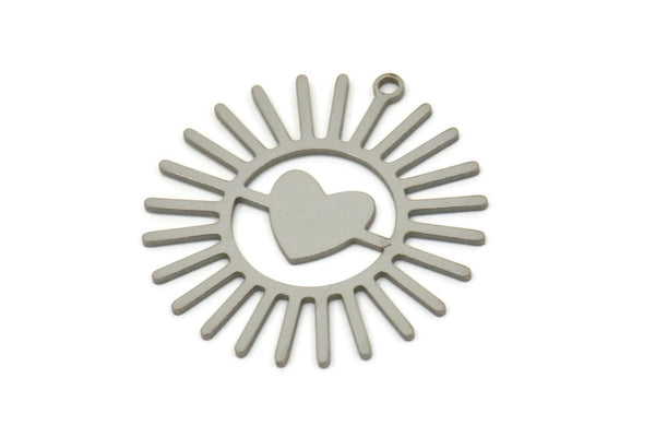 Steel Heart Charm, Stainless Steel Heart Charms With 1 Loop, Earring Charms, Sunlight Jewelry, Findings (28x27x0.80mm) SMP2534