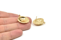 Gold Shell Earring, 2 Gold Plated Brass Sea Shell Earring with 1 Loop, Charms, Findings (27x24.5mm) E281