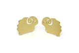 Brass Ram Earring, 6 Raw Brass Tiny Ram Shaped Stud Earrings, Animal Jewelry, Findings (11x15x0.80mm) SMP2541 A6261