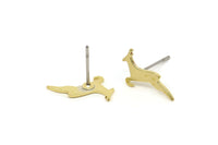Brass Gazelle Earring, 8 Raw Brass Tiny Gazelle Shaped Stud Earrings, Animal Jewelry, Findings (8.5x15x0.80mm) SMP2544 A5736