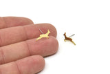 Brass Gazelle Earring, 8 Raw Brass Tiny Gazelle Shaped Stud Earrings, Animal Jewelry, Findings (8.5x15x0.80mm) SMP2544 A5736