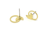 Brass Round Earring, 6 Raw Brass Tiny Crescent Moon Shaped Stud Earrings, Findings (13x10x0.80mm) SMP2542 A5879