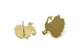 Brass Turkey Earring, 6 Raw Brass Tiny Turkey Shaped Stud Earrings, Animal Jewelry, Findings (19x15x0.80mm) SMP2540 A5842