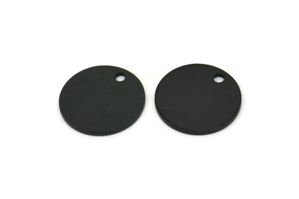 Siyah Yuvarlak Charm, 1 Delikli 8 Oksitlenmiş Siyah Yuvarlak Charm, Boşluklar (14x1mm) A2114