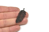 Siyah Yaprak Charm, 1 Halkalı 2 Oksitlenmiş Siyah Yaprak Charm, Yaprak Küpeler (50x18x0,80 mm) SMP1542 A2992