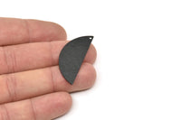 Yarım Daire Charm, 1 Delikli 4 Dokulu Oksitlenmiş Siyah Yarım Ay Boşluğu, Bulgular (39x15x1mm) D1523