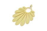 Brass Flower Charm, 2 Raw Brass Flower Shaped Charms With 1 Loop, Findings (39x28x0.60mm) SMP0649 A5280 A5587