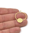 Brass Geometric Charm, 4 Raw Brass Round Charms With 1 Loop (36x26x0.80mm) A5446