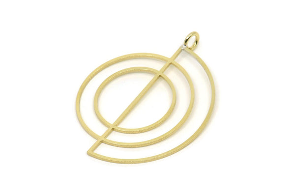 Brass Circle Charm, 2 Raw Brass Semi Circle Charm With 1 Loop, Charm Pendants (42x32x0.80mm) SMP1218 A6880 A5740