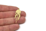 Brass Jellyfish Charm, 4 Raw Brass Jellyfish Charms With 1 Loop, Charm Pendants (48x16x0.60mm) SMP0059 A6196 A5502