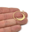 Brass Moon Charm, 2 Raw Brass Round Shaped Charms With 1 Loop, Round Charms, Pendants, Findings (35x30x0.60mm) A6279 A5577