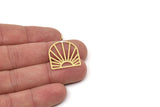 Brass Sun Charm, 4 Raw Brass Sun Shaped Charms With 1 Loop, Charm Pendants, Findings (29x22x0.60mm) A5227 A5515