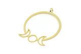 Brass Round Charm, 2 Raw Brass Crescent Moon Shaped Charms With 1 Loop, Charm Pendants, Findings (43x35x0.80mm) A6238 A5532