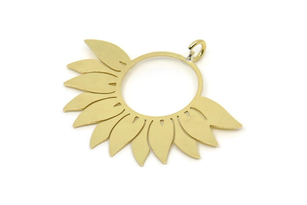 Brass Flower Charm, 2 Raw Brass Flower Shaped Charms With 1 Loop, Findings (33x40x0.60mm) SMP0150 A2249 A5486
