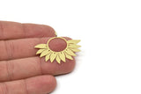 Brass Flower Charm, 2 Raw Brass Flower Shaped Charms With 1 Loop, Findings (33x40x0.60mm) SMP0150 A2249 A5486