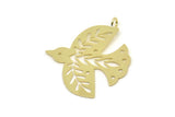Brass Bird Charm, 2 Raw Brass Bird Shaped Charms With 1 Loop, Leaf Charms (40x35x0.60mm) SMP0071 A3942 A5586