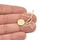 Brass Leaf Charm, Raw Brass Branch Charms With 1 Loop, Charm Pendants (41x30x0.80mm) SMP2665