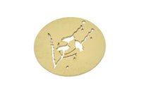 Brass Round Charm, Raw Brass Bird Patterned Round Shaped Charms With 1 Hole, Findings (30x0.60mm) SMP2695