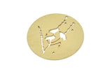 Brass Round Charm, Raw Brass Bird Patterned Round Shaped Charms With 1 Hole, Findings (30x0.60mm) SMP2695