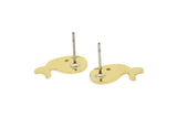 Brass Whale Earring, 6 Raw Brass Tiny Whale Shaped Stud Earrings, Animal Jewelry, Findings (7.5x15x0.80mm) SMP2547 A6900