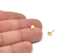Brass Stud Earring, 12 Raw Brass Tiny D Shaped Stud Earrings (5x5x1mm) Y168