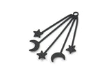 Siyah Ay Tılsımı, 1 Delikli 2 Oksitlenmiş Siyah Pirinç Ay ve Yıldız Tılsımı (41x38x1mm) D1593