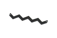 Siyah Zikzak Şekilli, 2 Delikli 8 Oksitlenmiş Siyah Pirinç Zikzak Şekilli Tılsım, Kolye Uçları, Küpeler (60x4x0,80 mm) E631