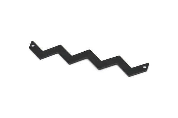 Siyah Zikzak Şekilli, 2 Delikli 8 Oksitlenmiş Siyah Pirinç Zikzak Şekilli Tılsım, Kolye Uçları, Küpeler (60x4x0,80 mm) E631