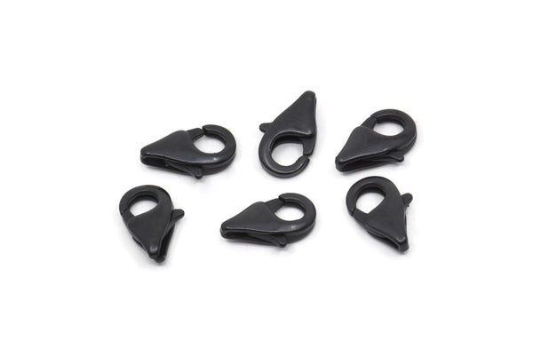 Siyah Papağan Tokası, 6 Oksitlenmiş Siyah Pirinç Istakoz Pençesi Tokası (11x6mm) D1509