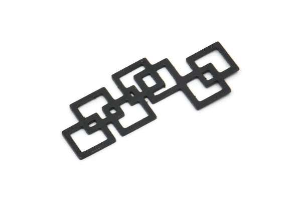 Siyah Kare Charm, 8 Oksitlenmiş Siyah Pirinç Kare Şekilli Bağlantı Parçası, Bağlantı Parçaları (30x13x0,60 mm) A3181
