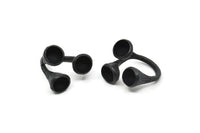 Ayarlanabilir Yüzük Ayarları, 3 Taş Ayarlı 1 Oksitlenmiş Siyah Pirinç Ayarlanabilir Yüzük - Ped Boyutu 8 mm N0349