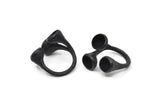 Ayarlanabilir Yüzük Ayarları, 3 Taş Ayarlı 1 Oksitlenmiş Siyah Pirinç Ayarlanabilir Yüzük - Ped Boyutu 8 mm N0349