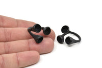 Ayarlanabilir Yüzük Ayarları, 3 Taş Ayarlı 1 Oksitlenmiş Siyah Pirinç Ayarlanabilir Yüzük - Ped Boyutu 8 mm N0349