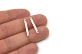 Tiny Bar Pendant, 12 Antique Silver Plated Brass Connector Bars With 2 Holes (25x2.5x0.80mm) E429