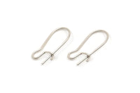 Silver Ear Hooks, 24 Antique Silver Plated Brass Earring Wires, Earring Hooks (20x10x0.8mm) BS 2139
