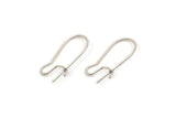 Silver Ear Hooks, 24 Antique Silver Plated Brass Earring Wires, Earring Hooks (20x10x0.8mm) BS 2139