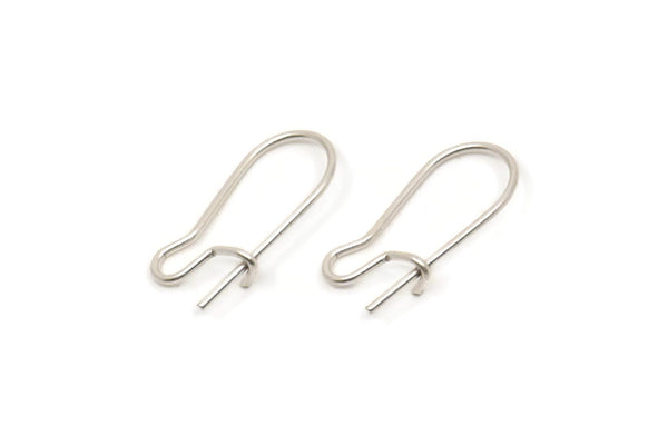 Silver Ear Hooks, 24 Antique Silver Plated Brass Earring Wires, Earring Hooks (20x10x0.8mm) BS 2139