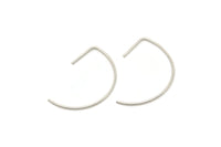 Silver Earring Wires, 24 Antique Silver Plated Brass D Shape Earring Wires (22x16x0.8mm) E109