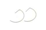 Silver Earring Wires, 24 Antique Silver Plated Brass D Shape Earring Wires (22x16x0.8mm) E109