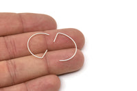 Silver Earring Wires, 24 Antique Silver Plated Brass D Shape Earring Wires (22x16x0.8mm) E109