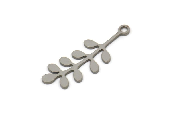 Steel Branch Charm, Stainless Steel Branch Charms With 1 Loop, Leaf Charms, Charm Pendants (24x8.5x0.80mm) SMP2553